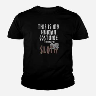 Human Costume Im Really A Sloth Animal Distressed Youth T-shirt - Thegiftio UK