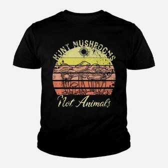Hunt Mushrooms Not Animals Funny Vegan Vegetarian Sunset Youth T-shirt | Crazezy AU