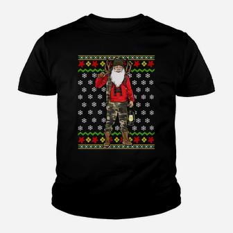 Hunter Santa Claus Hunting Ugly Christmas Sweater Pattern Sweatshirt Youth T-shirt | Crazezy