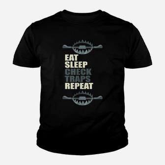 Hunting, Eat, Sleep, Trapper, Repeat, Check, Traps, Nature Youth T-shirt | Crazezy