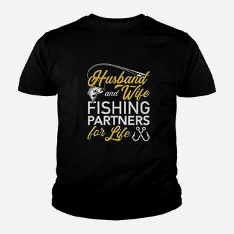 Husband And Wife Fishing Partners For Life Youth T-shirt | Crazezy UK