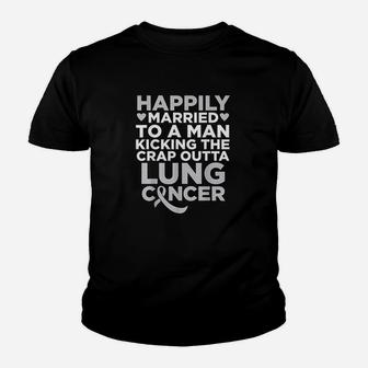 Husband Fighting Lung Support For Wife Youth T-shirt | Crazezy CA