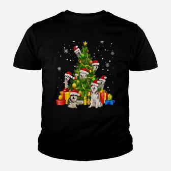 Husky Christmas Tree Gift X-Mas Santa Hat Womens Mens Youth T-shirt | Crazezy