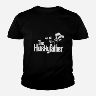 Husky Father Dog Dad Puppy Paw Print Fun Animal Fathers Day Youth T-shirt | Crazezy UK