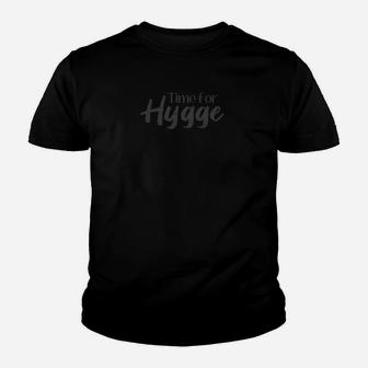 Hygge Zeit Schwarzes Kinder Tshirt, Gemütliches Text-Design - Seseable