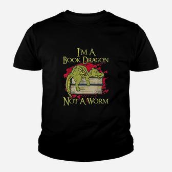 I Am A Book Dragon Not A Worm Youth T-shirt | Crazezy