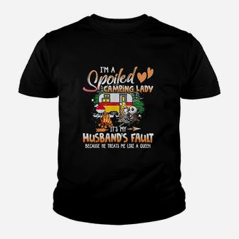I Am A Spoiled Camping Lady Camper Pajamas For Camping Lady Youth T-shirt - Thegiftio UK
