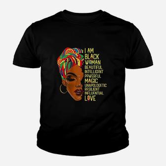 I Am Black Woman African American Melanin Poppin Afro Queen Youth T-shirt | Crazezy CA