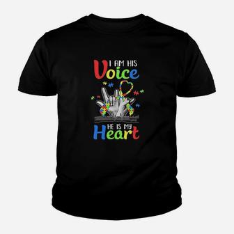I Am His Voice He Is My Heart Autism Awareness Youth T-shirt | Crazezy DE