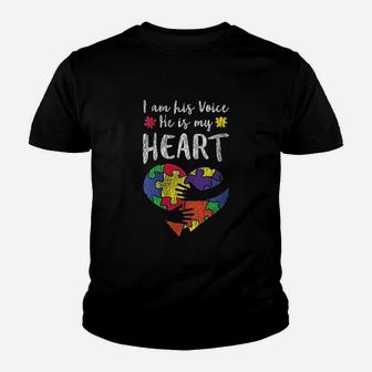 I Am His Voice Mom Dad Family Autistic Kids Awareness Youth T-shirt | Crazezy UK