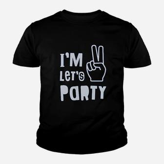 I Am Two Lets Party 2Nd Birthday Youth T-shirt | Crazezy CA