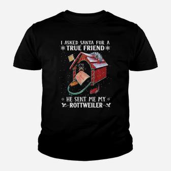 I Asked Santa For A Friend He Sent Me My Rottweiler Youth T-shirt - Monsterry