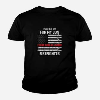 I Back The Red For My Son Proud Mom Firefighter Youth T-shirt | Crazezy