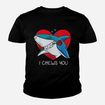 I Chews You Great White Shark Valentines Day Youth T-shirt | Crazezy