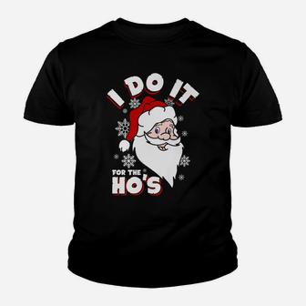 I Do It For The Hos Santa Merry Christmas Family Xmas Pajama Youth T-shirt | Crazezy UK