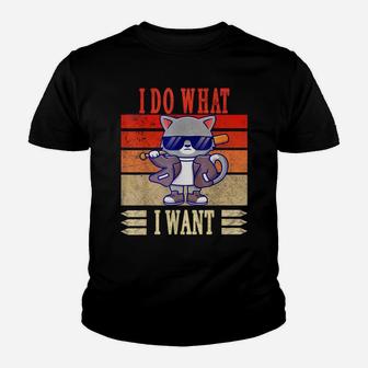 I Do What I Want Cat Shirt Funny Graphic Cat Lovers Vintage Youth T-shirt | Crazezy AU