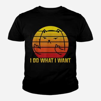 I Do What I Want - Funny Retro Vintage Cat Lover Quote Youth T-shirt | Crazezy AU