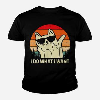 I Do What I Want Sunglasses Vintage Funny Cat Lovers Tee Youth T-shirt | Crazezy AU