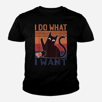 I Do What I Want Vintage Cat Lovers Youth T-shirt | Crazezy