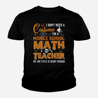 I Don't Need A Costume I'm A Middle School Math Teacher Gift Youth T-shirt | Crazezy