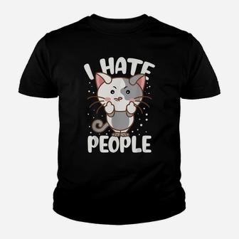 I Hate People Middle Finger Funny Cat Lovers Youth T-shirt | Crazezy CA