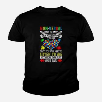 I Have Nonverbal Autism Valentines Day Puzzle Piece Gift Youth T-shirt | Crazezy