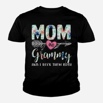 I Have Two Titles Mom And Grammy Floral Decor Flower Nana Sweatshirt Youth T-shirt | Crazezy