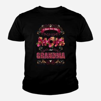 I Have Two Titles Mom And Grandma Grandmother Quote Floral Youth T-shirt | Crazezy