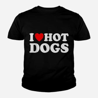 I Heart Hot Dogs I Love Hot Dogs Youth T-shirt | Crazezy