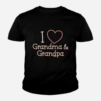 I Heart My Grandma And Grandpa Youth T-shirt | Crazezy DE