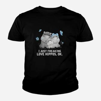 I Just Freaking Love Hippos Ok Hippo Youth T-shirt | Crazezy