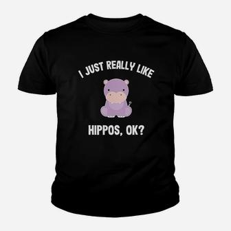 I Just Really Like Hippos Youth T-shirt | Crazezy UK