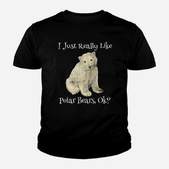 I Just Really Like Polar Bears Ok Polar Bear Cute Youth T-shirt - Thegiftio UK