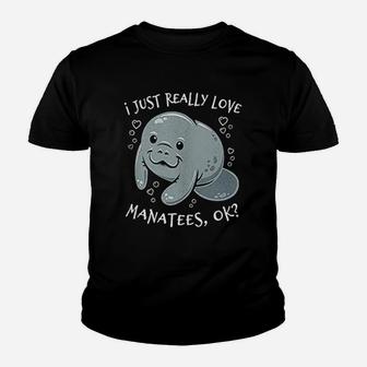 I Just Really Love Manatees Youth T-shirt | Crazezy