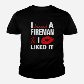 I Kissed A Fireman Youth T-shirt | Crazezy UK