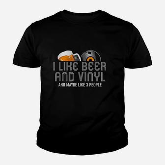 I Like Beer N Vinyl Funny Vinyl Record Music Gift Youth T-shirt | Crazezy
