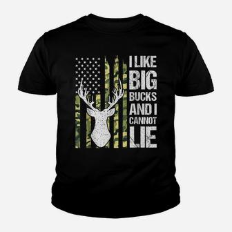 I Like Big Bucks And I Cannot Lie Deer Hunting Usa Flag Youth T-shirt | Crazezy