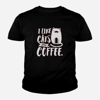 I Like Cats And Coffee Youth T-shirt | Crazezy
