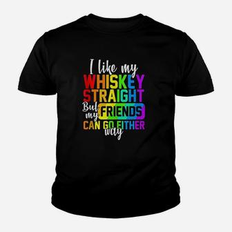 I Like My Straight But My Friends Can Go Either Way Youth T-shirt | Crazezy UK