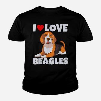 I Love Beagles Funny Cute Dog Dad Mom Beagle Lover Youth T-shirt | Crazezy
