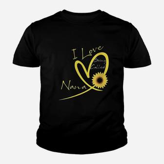 I Love Being Called Nana Sunflower Heart Youth T-shirt | Crazezy