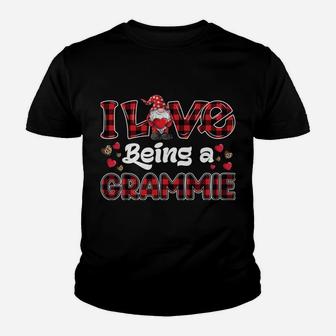 I Love Being Grammie Red Plaid Hearts Gnome Valentine's Day Youth T-shirt | Crazezy AU