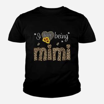 I Love Being Mimi Sunflower Leopard Hippie Mothers Day Youth T-shirt | Crazezy