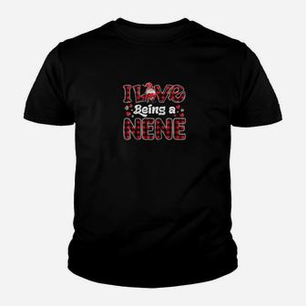 I Love Being Nene Red Plaid Hearts Gnome Valentines Day Youth T-shirt - Monsterry CA