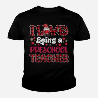 I Love Being Preschool Teacher Hearts Gnome Valentine's Day Youth T-shirt | Crazezy CA