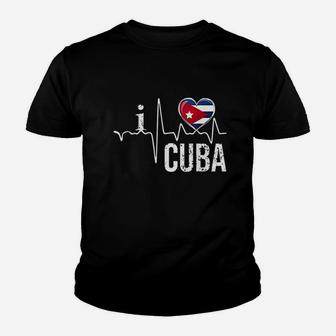 I Love Cuba Heartbeat Flag Youth T-shirt | Crazezy UK