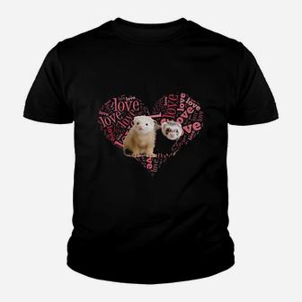 I Love Ferrets Heart Shaped Youth T-shirt | Crazezy UK