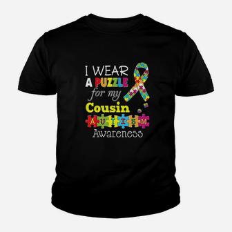 I Love My Autistic Cousin Awareness Day Rainbow Youth T-shirt | Crazezy