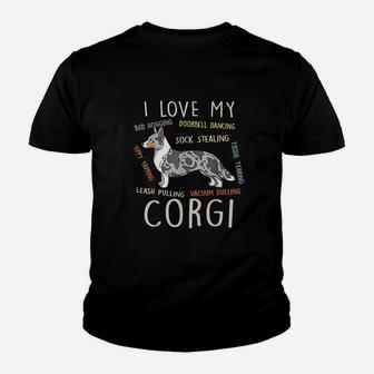 I Love My Cardigan Welsh Corgi Dog Mom Dad Funny Cute Gift Youth T-shirt | Crazezy DE