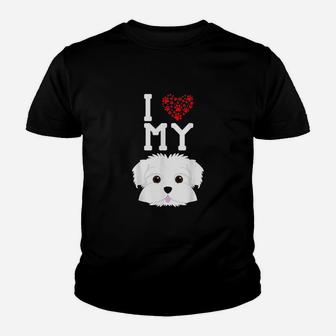 I Love My Dog Maltese Animal Lover Best Friend Youth T-shirt | Crazezy